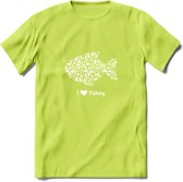 I Love Fishing - Vissen T-Shirt | Wit | Grappig Verjaardag Vis Hobby Cadeau Shirt | Dames - Heren - Unisex | Tshirt Hengelsport Kleding Kado - Groen - XL