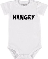 Baby Rompertje met tekst 'Hangry!' |Korte mouw l | wit zwart | maat 50/56 | cadeau | Kraamcadeau | Kraamkado