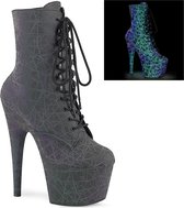 Pleaser - ADORE-1020REFL Plateau Laarzen, Paaldans schoenen - Paaldans schoenen - 35 Shoes - Zwart/Multicolours