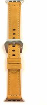 Leren bandje Geschikt voor Apple Watch Camel met zilverkleurig gesp 42mm-44mm