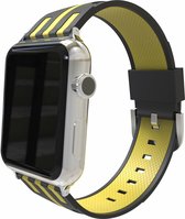 geschikt voor Apple watch bandje 42mm - 44mm duo zwart - geel | Watchbands-shop.nl