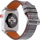 Geschikt voor Apple Watch leren bandje Pied-de-poule met klassieke zilverkleurige gesp 42mm-44mm zwart - wit - rood