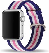 Nylon bandje voor de Geschikt voor Apple Watch 38mm - 40mm Roze Blauw voor Series 1|2|3|4|5|6|7