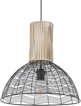 COREP Hanglamp - Metaal en rotan - Etnisch - E27 - Ø40 cm - Zwart