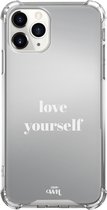 Spiegel hoesje geschikt voor iPhone 12 Pro Max hoesje - Love Yourself - Mirror Case - Hoesje met spiegel geschikt voor iPhone 12 Pro Max hoesje - Spiegel shockproof case geschikt v