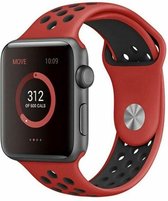 Rubberen sport bandje voor de geschikt voor Apple Watch 42mm - 44mm M/L - Rood Zwart 1|2|3|4|5|6|7 | Watchbands-shop.nl