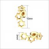 Aramat jewels ® - Oorbellen 3 sterren staal goudkleurig 10mm x 3mm
