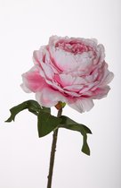 Kunstbloem - set van 2 - Pioenroos - decoratieve tak -  49 cm - roze