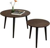 Homesse Set of 2 Round Wooden Coffee Table - bijzettafel - bijzettafel rond - bijzettafels - bijzettafel hout - bijzettafel set van 2