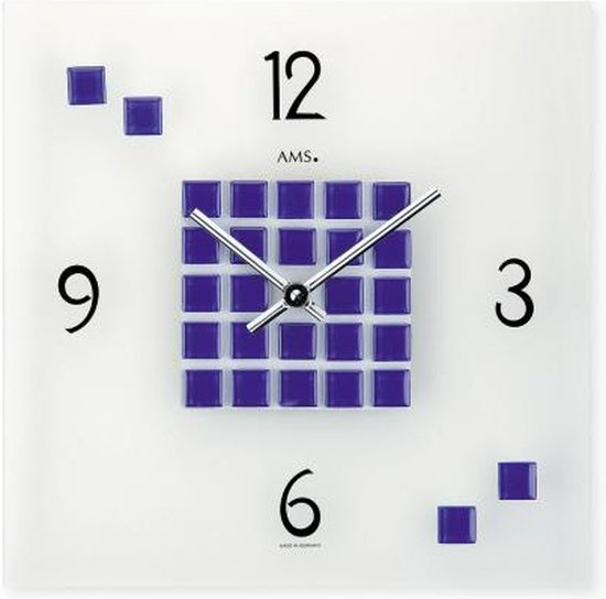 AMS W9258 - Horloge murale - Analogique - Aluminium - Verre minéral - Blauw - Transparent