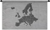 Wandkleed - Wanddoek - Europakaart in een retro stijl - zwart wit - 60x40 cm - Wandtapijt