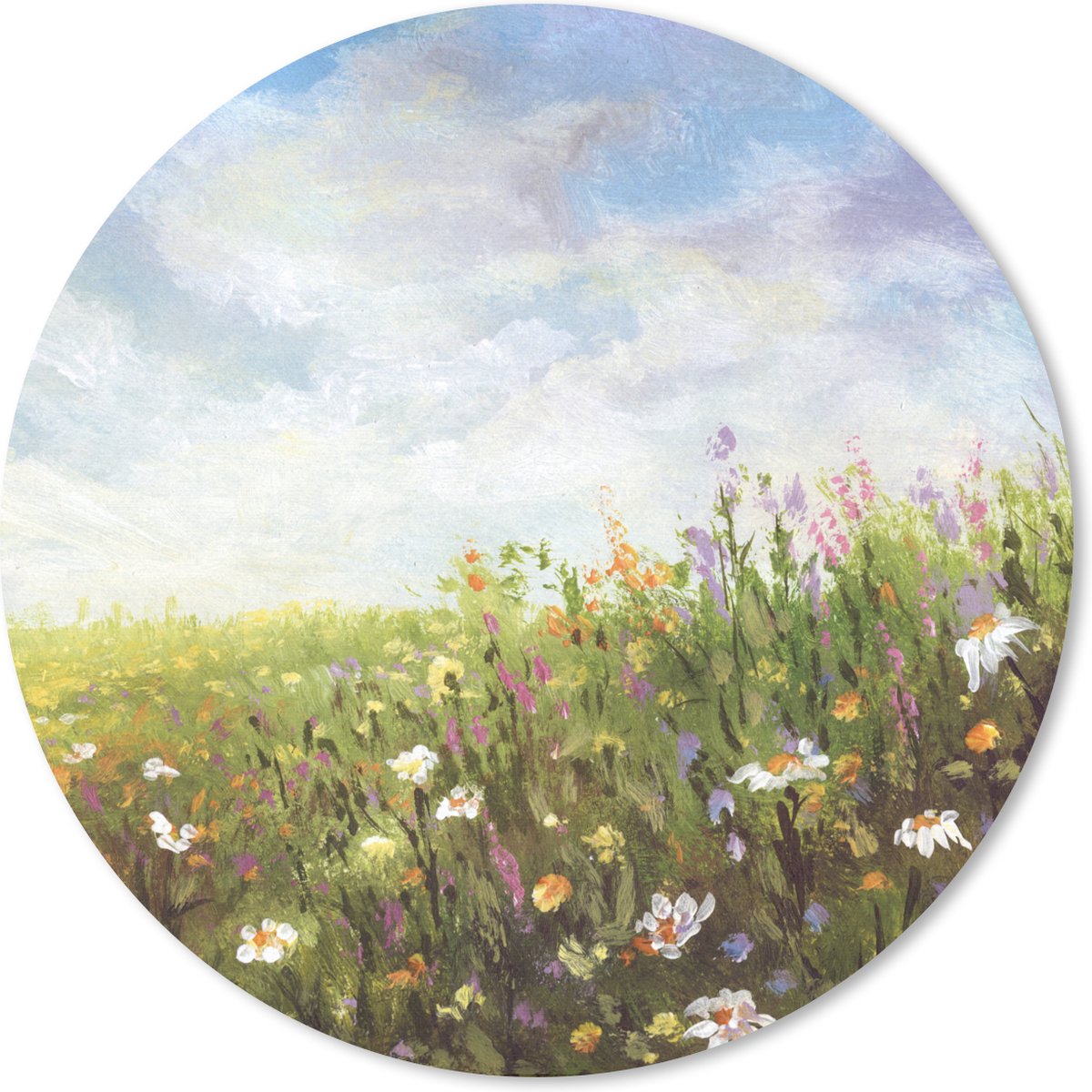Muismat rond 30x30 cm - Mousepad Zomer - Bloemen - Olieverf - Ronde muismatten