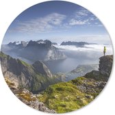 Muismat - Mousepad - Rond - Zonsopgang in Noorwegen - 40x40 cm - Ronde muismat