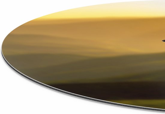 Artaza Cercle mural Dibond Loup sur un rocher avec un paysage de colline - Ø 60 cm - Cercle mural - Peinture ronde - Pour intérieur et extérieur