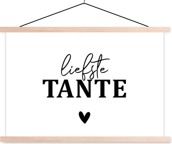 Posterhanger incl. Poster - Schoolplaat - Spreuken - Quotes - 'Liefste tante' - 150x100 cm - Blanke latten
