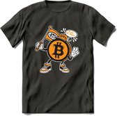 BTC Mascot - Crypto T-Shirt Kleding Cadeau | Dames / Heren / Unisex | Bitcoin / Ethereum shirt | Grappig Verjaardag kado | BTC Tshirt Met Print | - Donker Grijs - S
