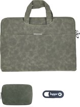 LAPPR - Venusta V - Laptoptas - Laptophoes - Laptop Sleeve - Vegan Leer - Laptophoes 14 inch - Leger Groen + Gratis Webcam Cover & Tasje