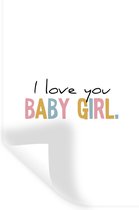 Stickers muraux - Cadeau - Amour - Fille - Je t'aime Bébé fille - Arc-en-ciel - Citations - Proverbes - 60x90 cm - Feuille adhésive