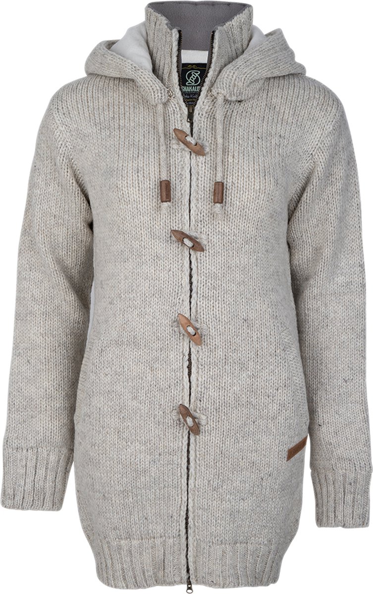 Gebreid Wollen Dames Vest van Schapenwol met Polyester Fleece voering en afneembare capuchon - SHAKALOHA - W Woodcord DLX M