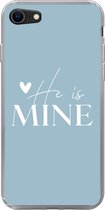 Geschikt voor iPhone SE 2020 hoesje - Quotes - 'He is mine' - Spreuken - Blauw - Siliconen Telefoonhoesje