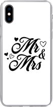 Geschikt voor iPhone Xs hoesje - Spreuken - 'Mr & Mrs' - Hart - Quotes - Siliconen Telefoonhoesje