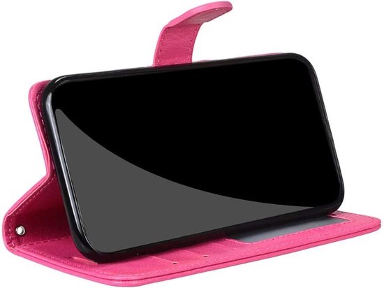 Coque Samsung Galaxy J6 2018 - Bookcase - Espace pour 3 cartes - Simili Cuir - avec 3x Protecteur d'écran Trempé - SAFRANT1 - Rose