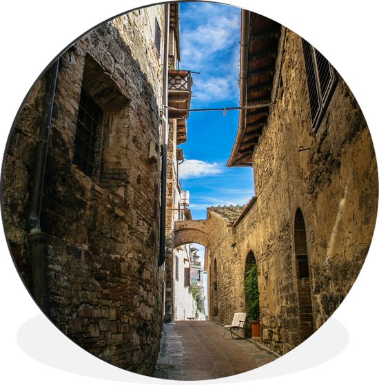 WallCircle - Wandcirkel - Muurcirkel - De oude binnenstad van San Gimignano in Italië - Aluminium - Dibond - ⌀ 60 cm - Binnen en Buiten