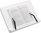 Navaris bamboe kookboekenstandaard en tablethouder - Met 2 verstelbare metalen paginaklemmen - 33 x 24 cm - Wit