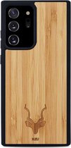 Kudu Samsung Galaxy Note 20 Ultra hoesje case - Houten backcover - Handgemaakt en afgewerkt met duurzaam TPU - Bamboe - Zwart