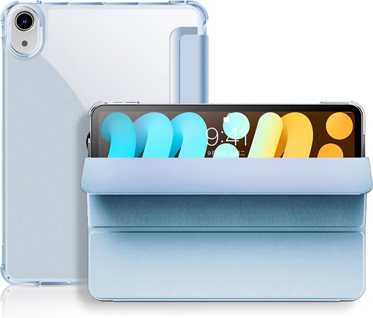 Mobiq - Hard Case Folio Hoes geschikt voor iPad Mini 6 (2021) - lichtblauw