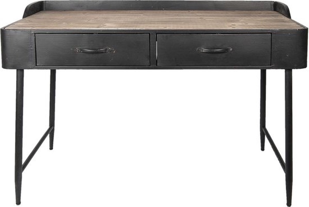 Bureautafel 134*65*80 cm Zwart Hout, Metaal Rechthoek Bureau Computer Tafel