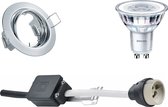 LED Spot Set - GU10 Fitting - Inbouw Rond - Glans Chroom - Kantelbaar Ø83mm - Philips - CorePro 827 36D - 4W - Warm Wit 2700K - Dimbaar - BSE