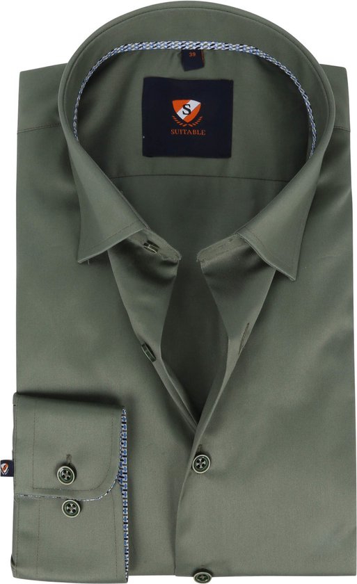 Suitable - Overhemd 227-7 Groen - Heren - Slim-fit