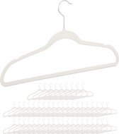 Relaxdays 50x kledinghangers fluweel wit - broekhanger - kleerhangers - draaibaar - dun