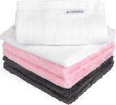 Navaris bamboe washandjes set x6 - 25 x 25 cm zachte flanellen doekjes voor het verwijderen van make-up, wassen van gezicht, baby's, kinderen