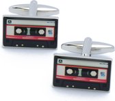 Manchetknopen - Cassettebandje Rood met Zwart