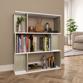 Decoways - Boekenkast/kamerscherm 80x24x96 cm spaanplaat wit en eikenkleur