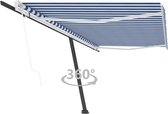 Decoways - Luifel vrijstaand automatisch 500x350 cm blauw en wit