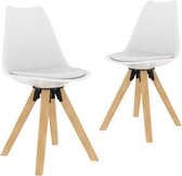 Decoways - Eetkamerstoelen 2 st PP en massief beukenhout wit