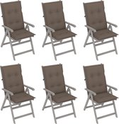 Decoways - Tuinstoelen 6 stuks verstelbaar met kussens massief acaciahout