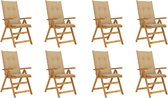Decoways - Tuinstoelen 8 st inklapbaar met kussens massief acaciahout