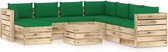 Decoways - 9-delige Loungeset met kussens groen geïmpregneerd hout