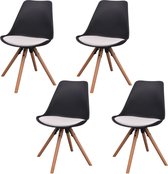 Decoways - Eetkamerstoelen 4 st kunstleer zwart en wit