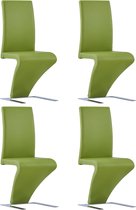 Decoways - Eetkamerstoelen met zigzag-vorm 4 st kunstleer groen