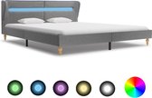 Decoways - Bedframe met LED stof lichtgrijs 160x200 cm