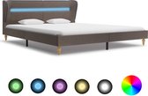 Decoways - Bedframe met LED stof taupe 160x200 cm