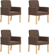 Decoways - Eetkamerstoelen 4 st stof bruin