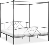 Decoways - Hemelbedframe metaal grijs 180x200 cm