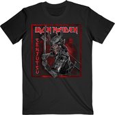 Iron Maiden Heren Tshirt -2XL- Senjutsu Cover Distressed Red Zwart