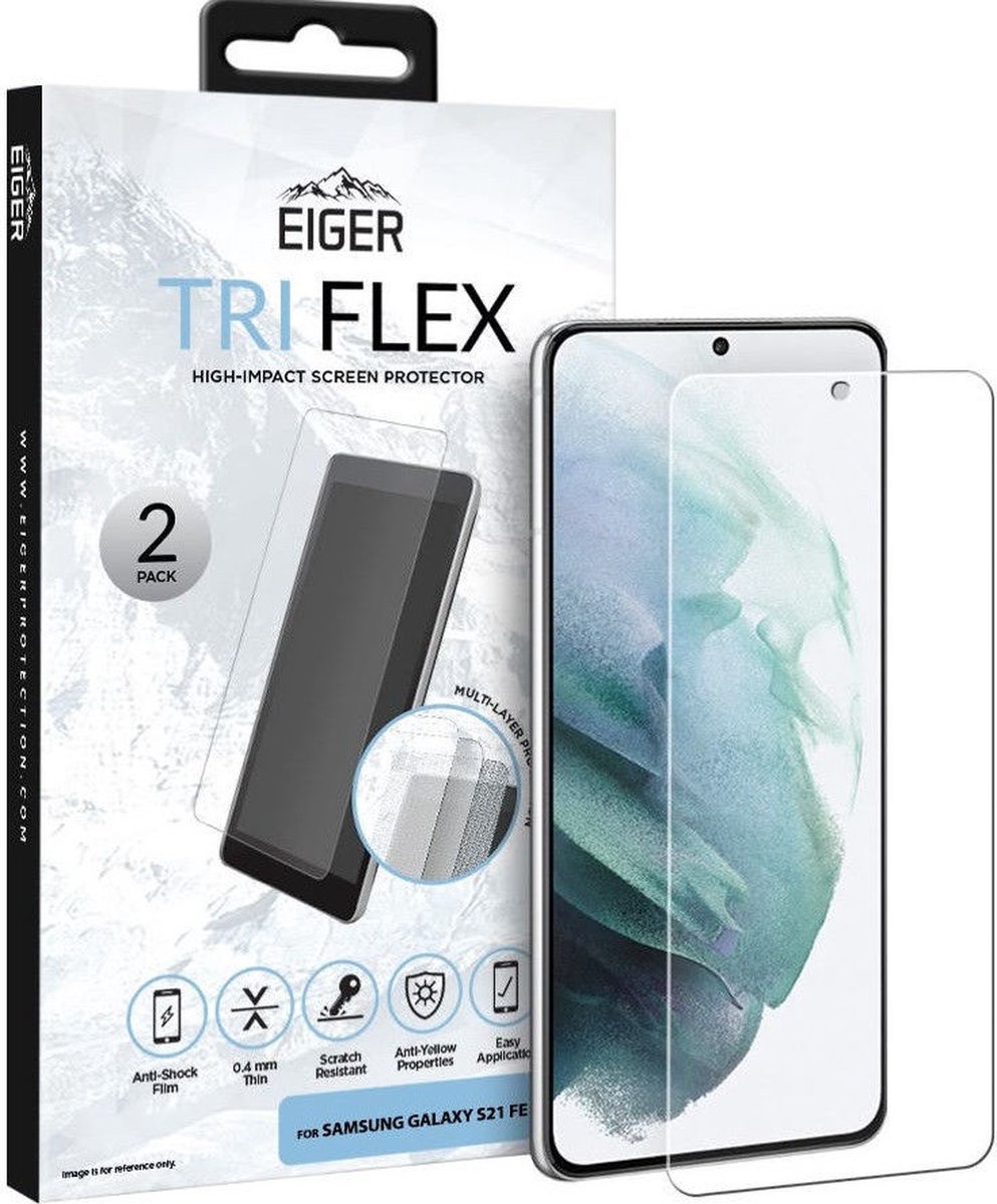 Eiger Display Folie Screen Protector (2-Pack) Geschikt voor Samsung Galaxy S21 FE